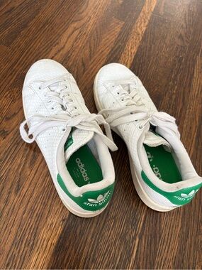 adidas Women’s Stan Smith White Sneakers with Green Heel Tabs
